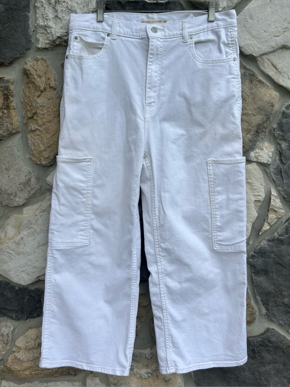 Levi's White Wide Leg Cargo Jeans